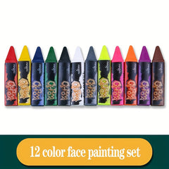 12 Color Body Paint Set for Halloween Parties and Cosmetics