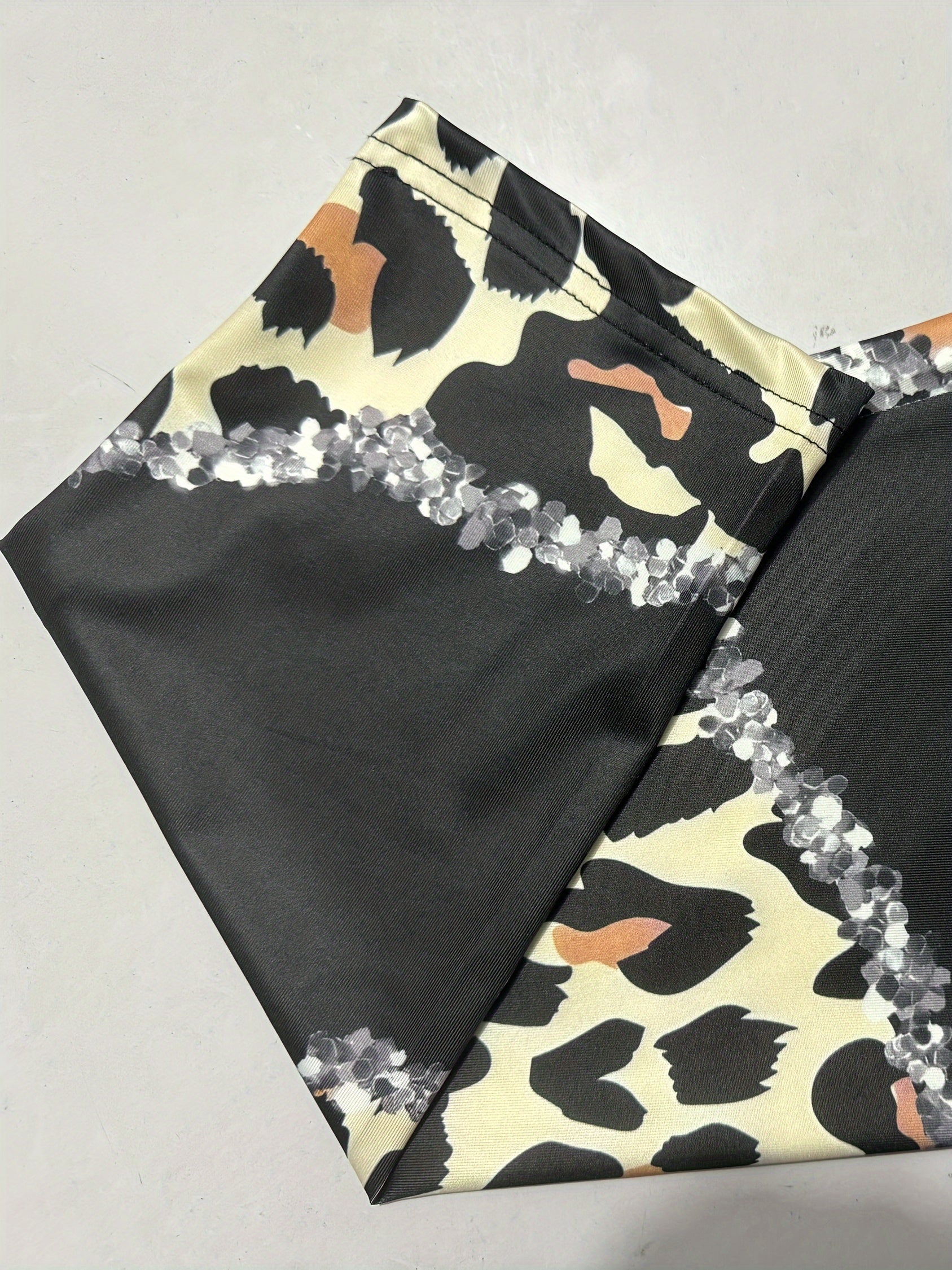 Colorblock Leopard Print High Rise Leggings