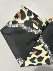 Colorblock Leopard Print High Rise Leggings