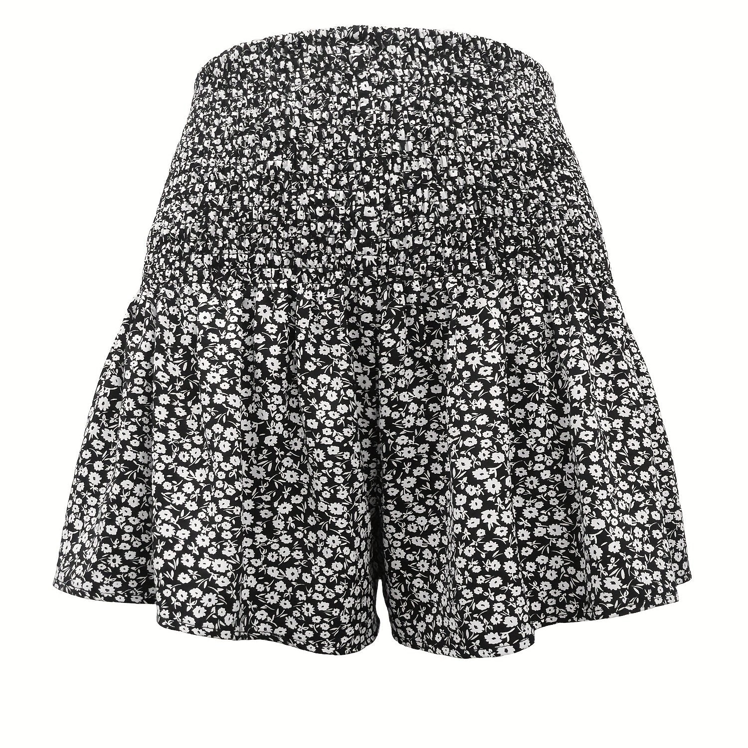 Floral Print Vacation Shorts Shirred Waist Summer Women's Clothing