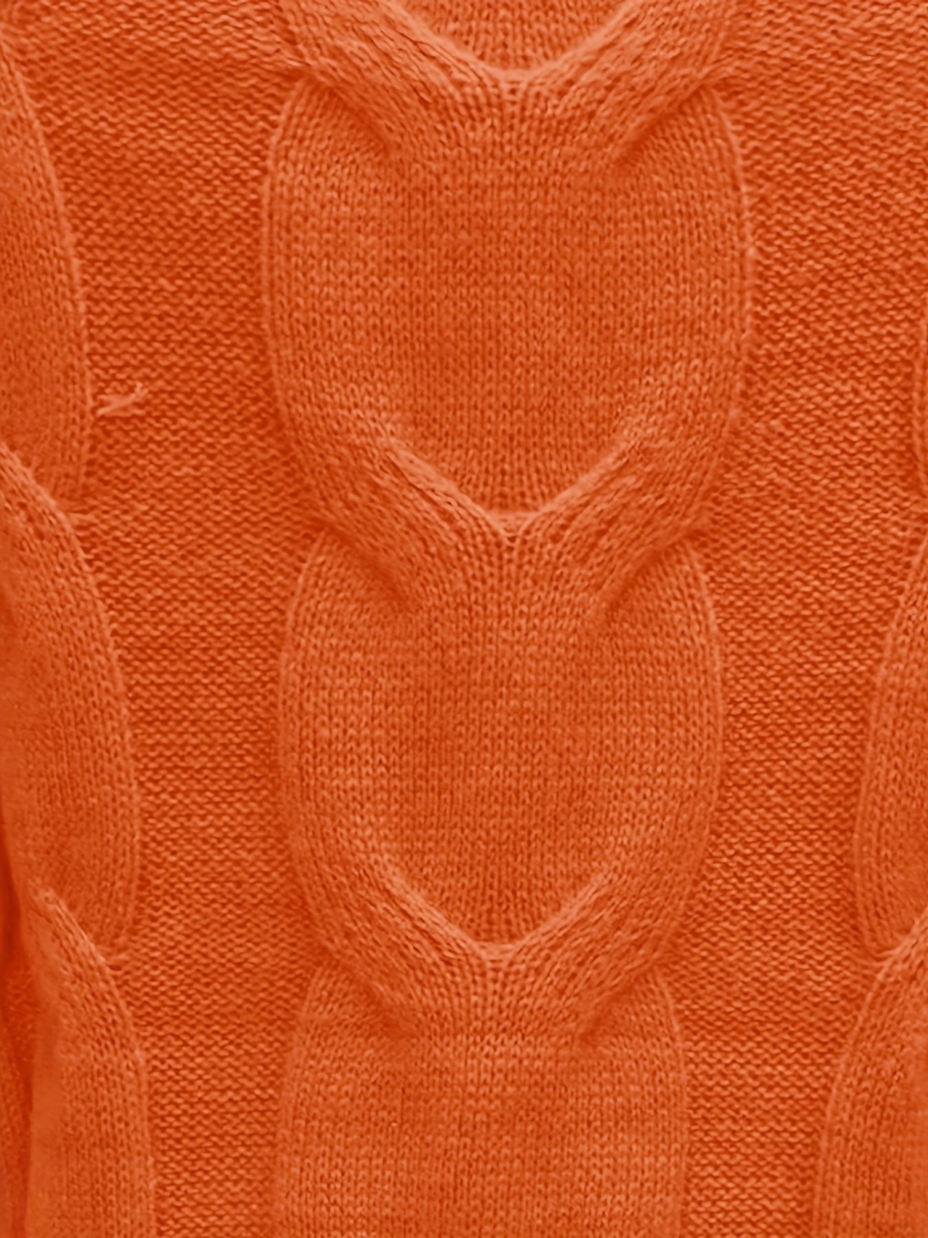 Solid Cable Lantern Sleeve Round Neck Sweater