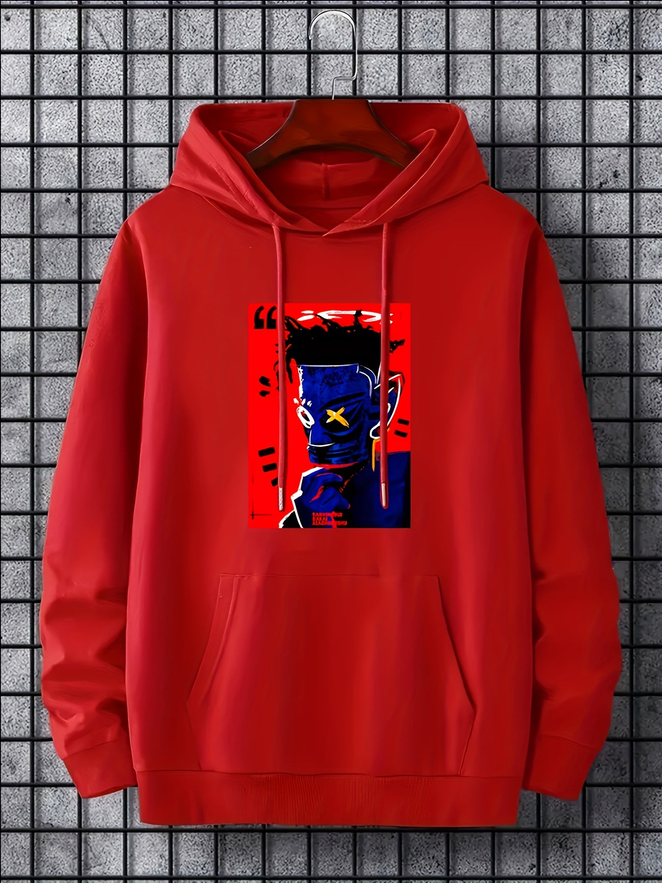 Graffiti Pattern Men's Hoodie with Kangaroo Pocket for Fall Winter
