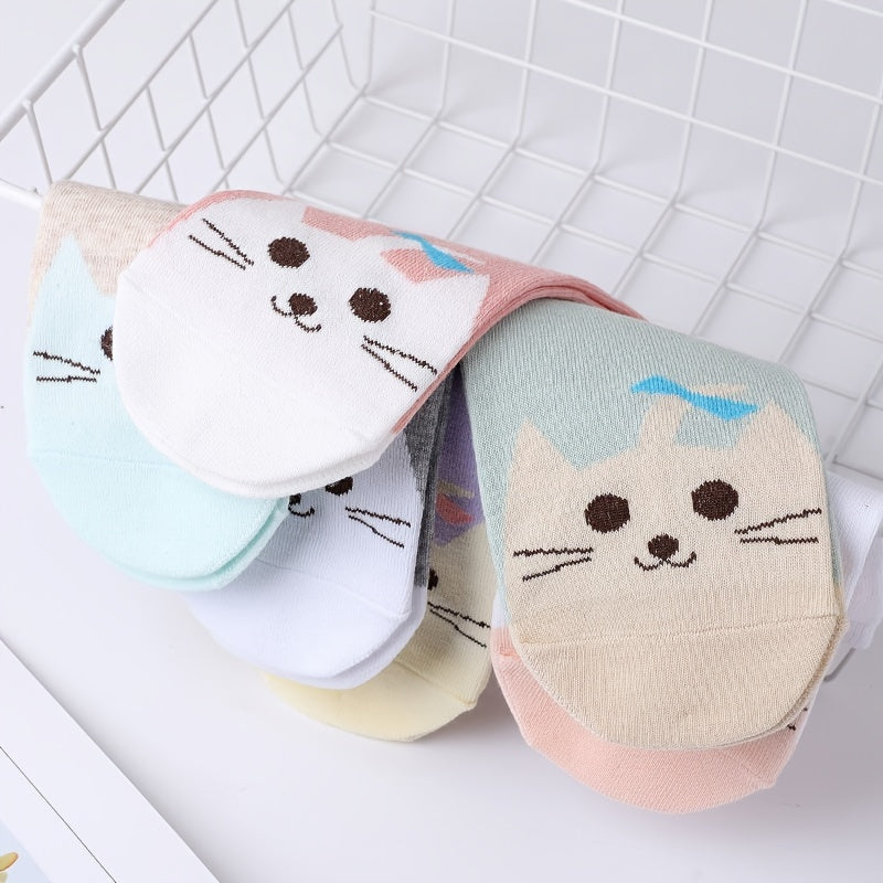 6 Pairs Soft Kitty Socks for Women