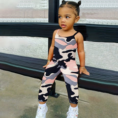 Toddler Girls Camouflage Sports Romper Jumpsuit