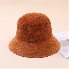 Chenille Bucket Hat Warm Basin Classic Knit Hats
