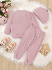 Girls Waffle Top Plaid Pants Toddler Baby Outfit 2pcs