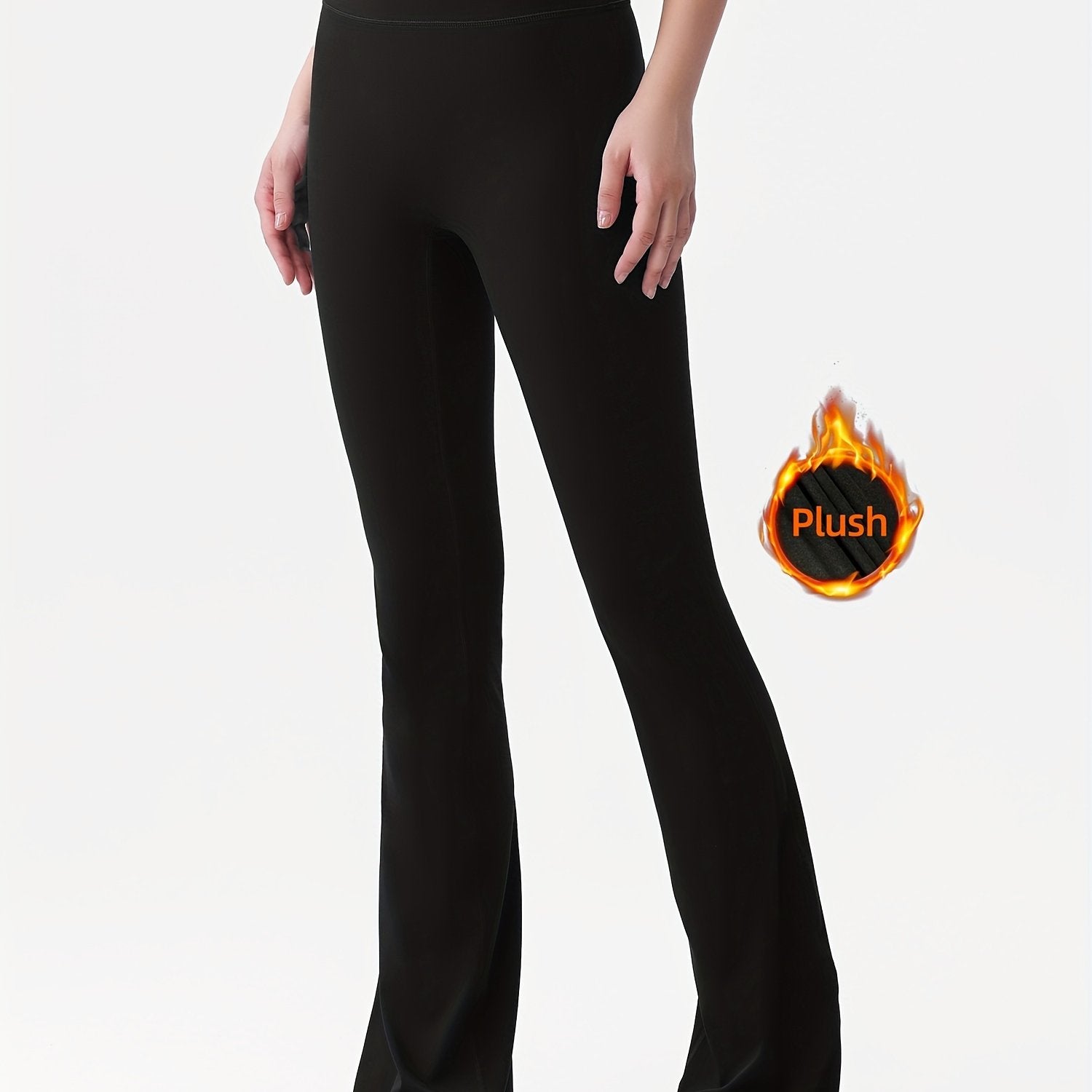 Fleece Lined Flared Yoga Pants High Waist Warm Bell Bottom