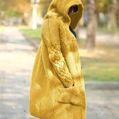 Cable Long Sleeve Hooded Jumper With Pockets