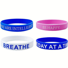 4PCS Inspirational Quotes Bracelet Elastic Wrist Strap