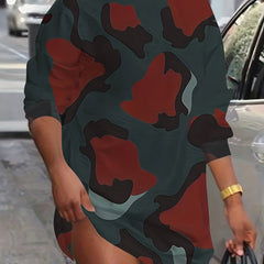 Women's Camo Long Sleeve Sweatshirt Dress