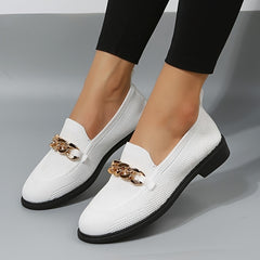 Women's Breathable Knit Sneakers with Metal Buckle