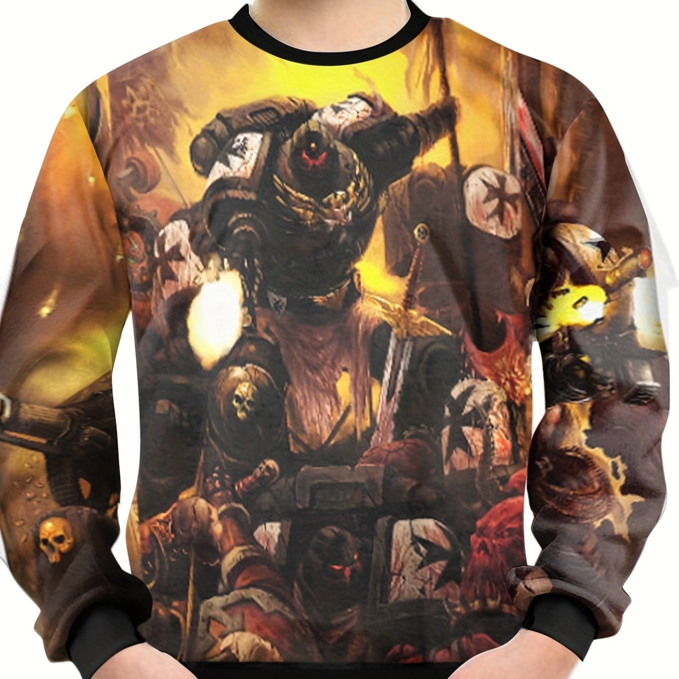Teens 3D Fierce Knight Print Sweatshirt Kids Casual Pullover