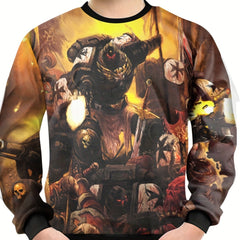 Teens 3D Fierce Knight Print Sweatshirt Kids Casual Pullover
