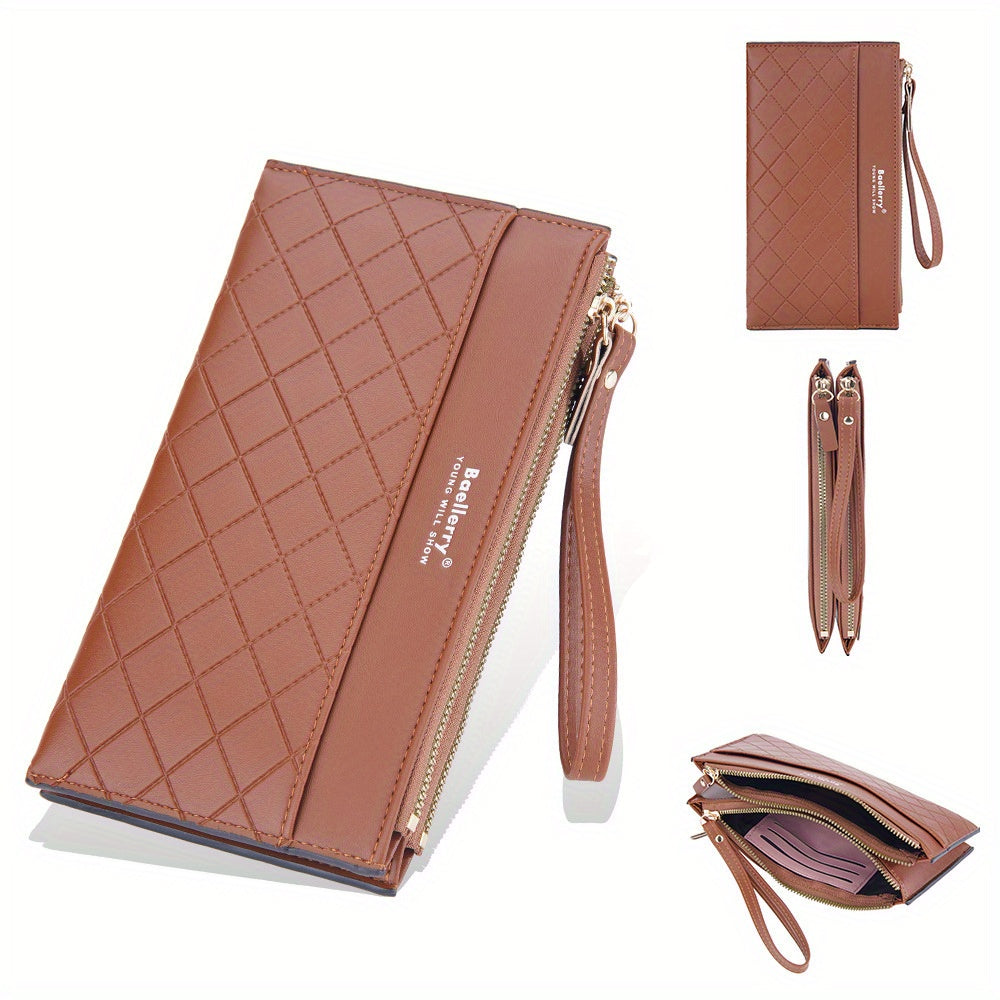 Multifunctional Girls Long Wallet Double Zipper Clutch Bag