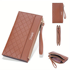 Multifunctional Girls Long Wallet Double Zipper Clutch Bag
