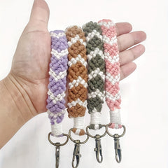 Wrist Strap Keychain Cross Weave Holder Men Women