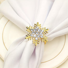 Snowflake Napkin Rings Set of 20 Polished Metal Buckles Hollow Carved Christmas