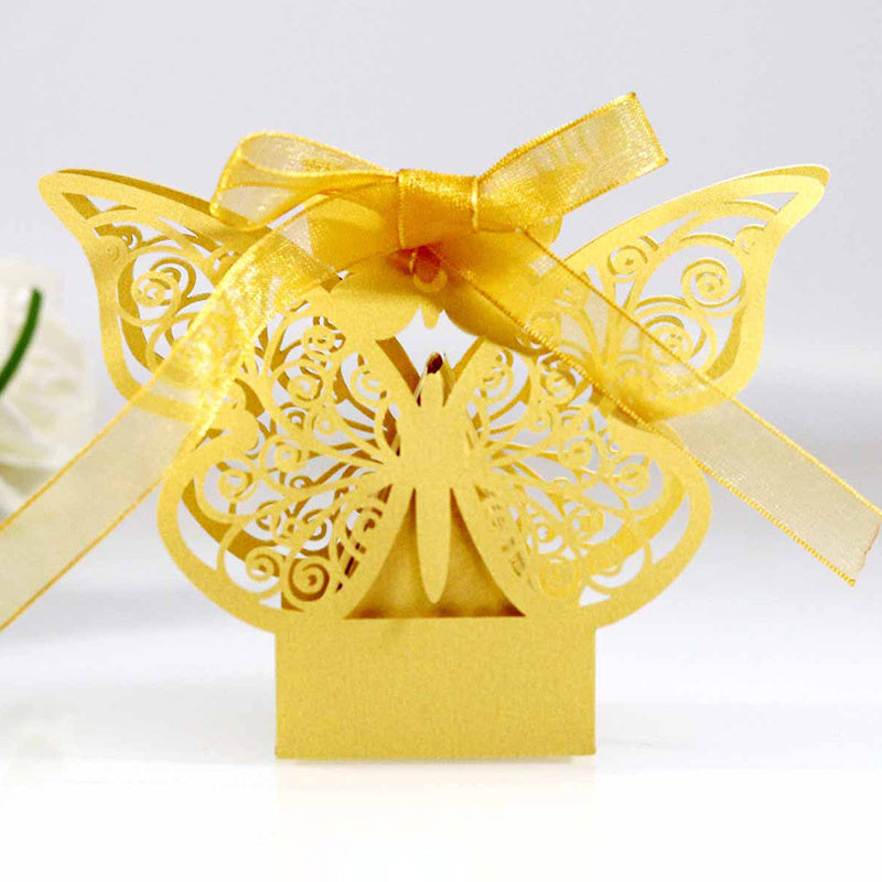 5pcs Wedding Laser Hollow Candy Box Pink Chocolate Packaging Box