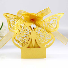 5pcs Wedding Laser Hollow Candy Box Pink Chocolate Packaging Box