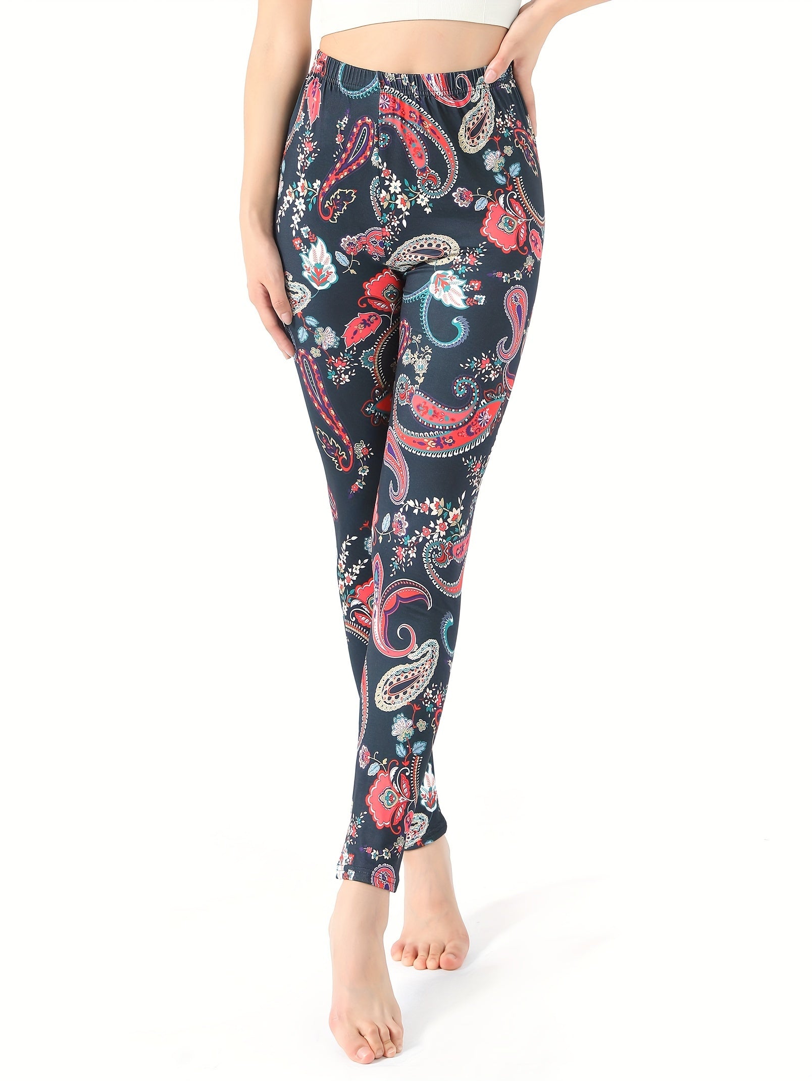 Paisley Print Yoga Tight Pants Stretchy Fitness Leggings