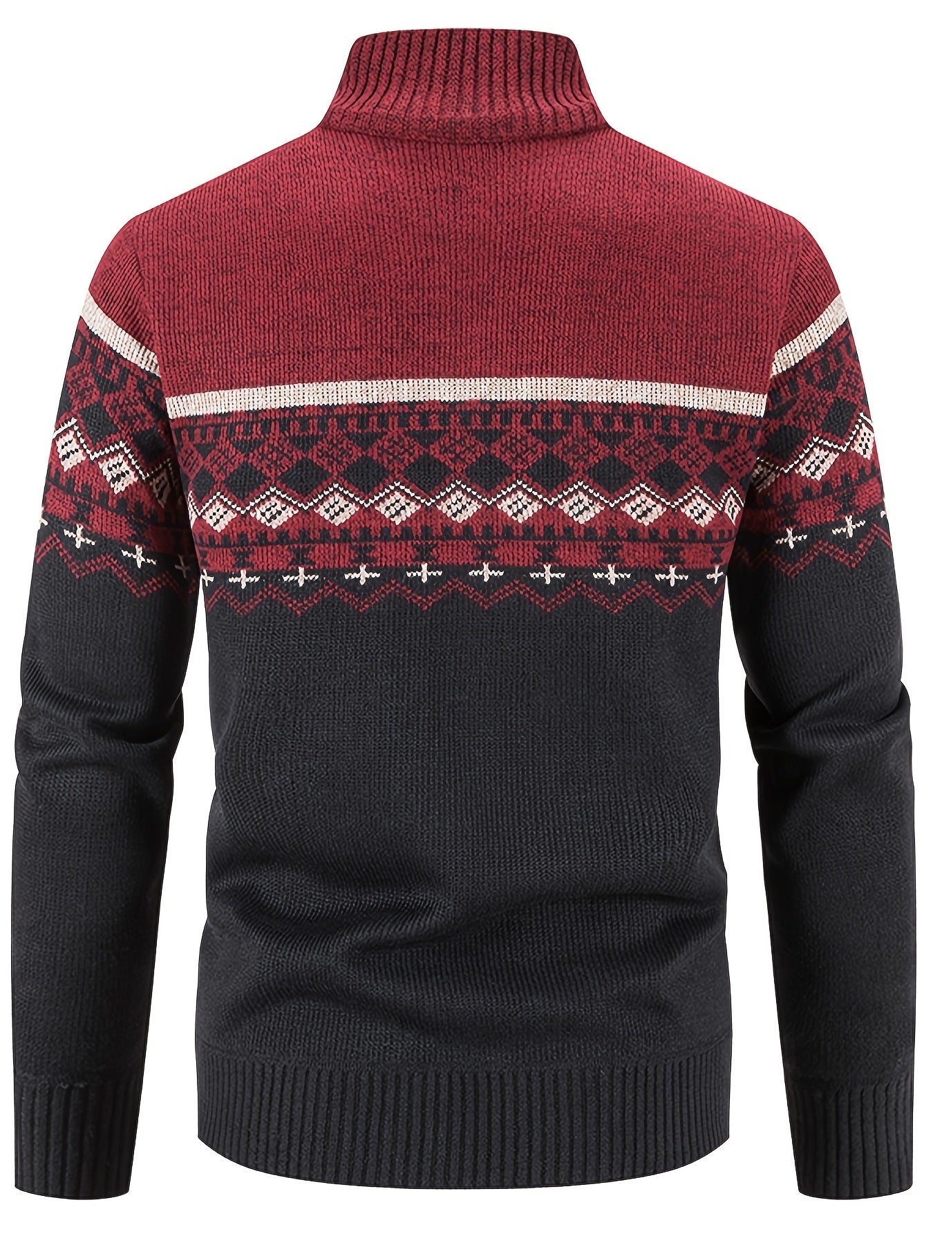 Men's Snowflake Cardigan, Stand Collar, Thickened Warm Knitting