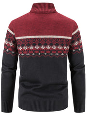 Men's Snowflake Cardigan, Stand Collar, Thickened Warm Knitting