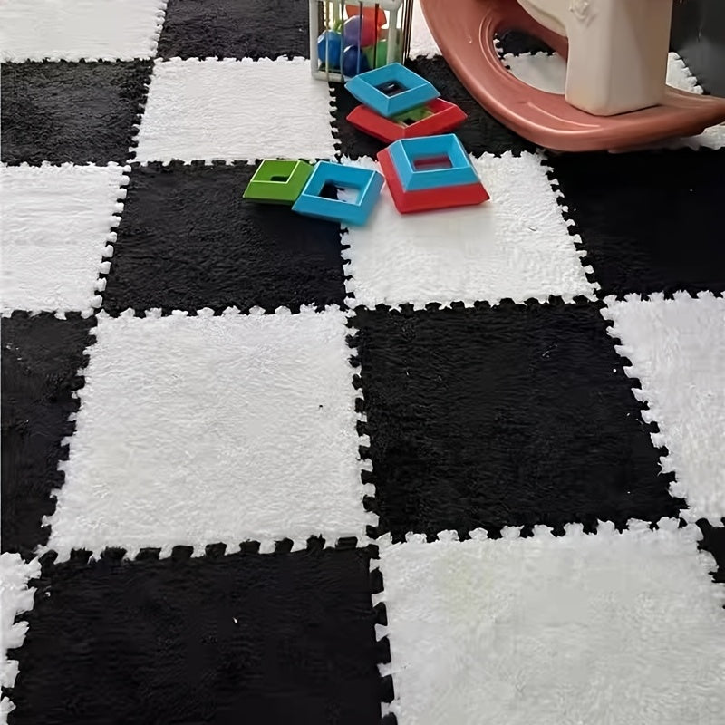 12pcs Interlocking Foam Floor Mats Baby Play Mat Exercise Mat 30x30 Black