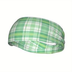 Vintage Plaid Headband Green Checkered for Sport & Casual Outfits