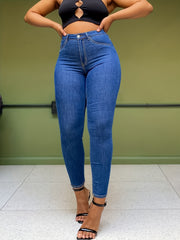 Women's Plus Button Fly High Rise Slim Fit Jeans