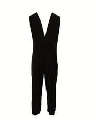 Backless Overall Jumpsuit Solid Wide Leg Jumpsuit