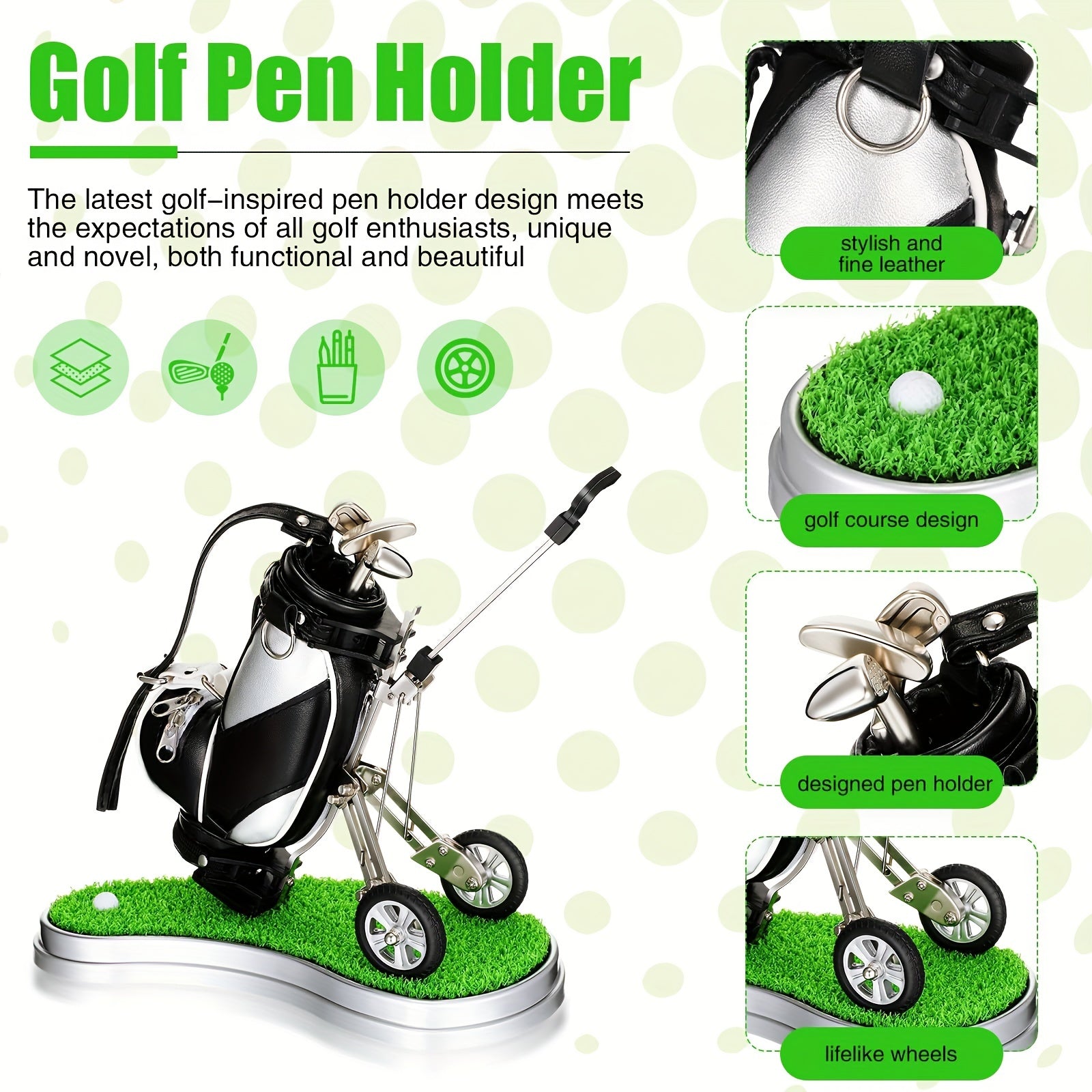 Golf Pens Set & Holder Stocking Stuffers Desk Accessories for Men