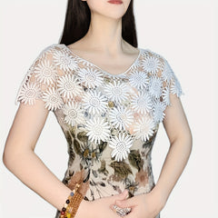 Sunflower Hollow Out Shawl Vintage Cape for Party Prom Wedding