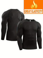 Men's Quick Drying Long Sleeve Stretch Crew Neck Undershirt