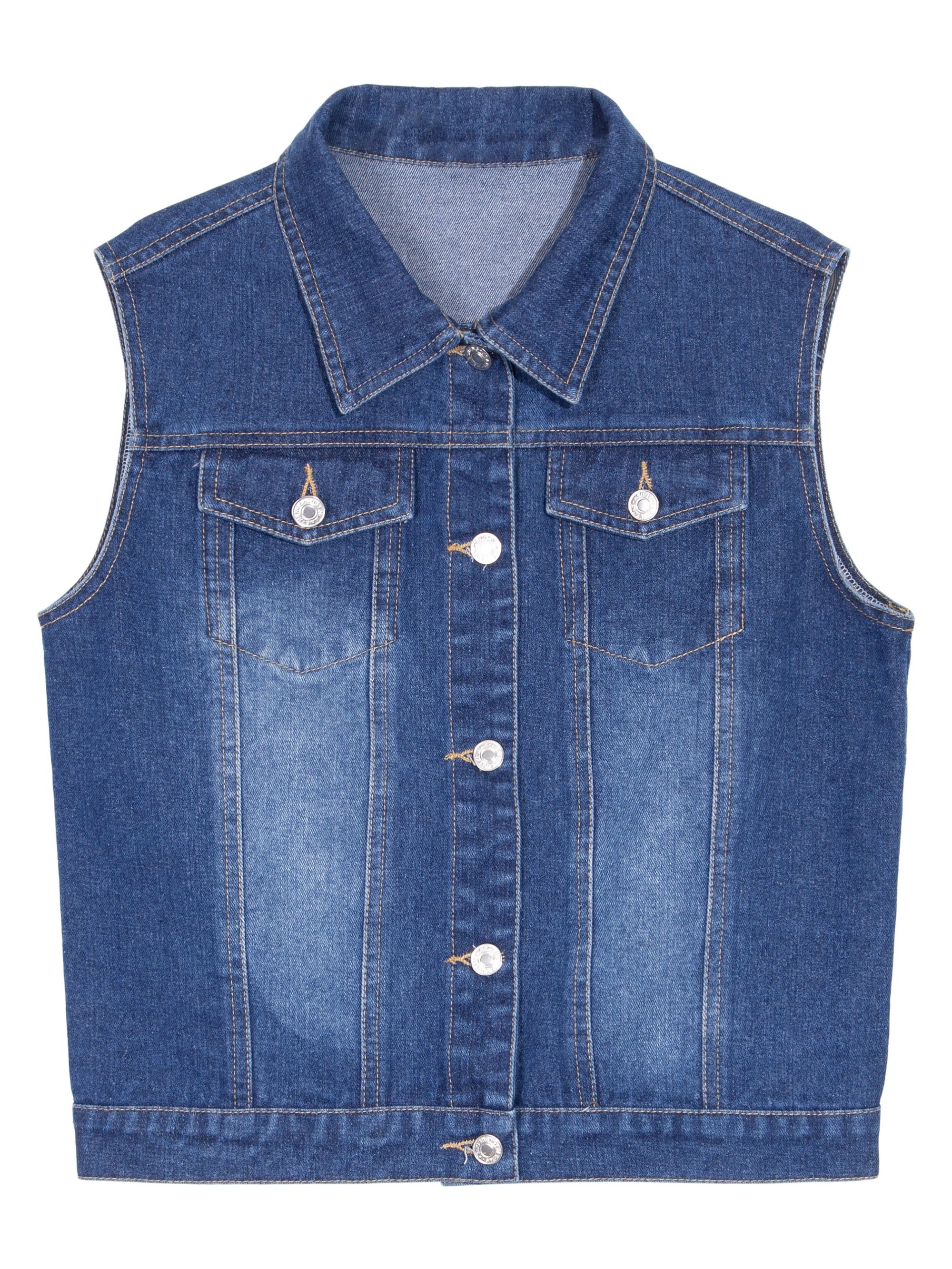 Sleeveless Loose Fit Denim Vest Women's Clothing