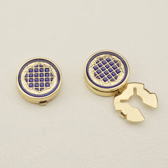 Golden Tone Checkered Button Covers for Men & Women