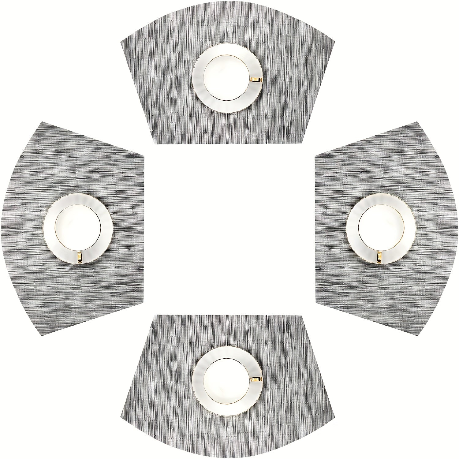 4pcs PVC Striped Placemats Washable Reusable Anti-fouling Heat Insulation Pads