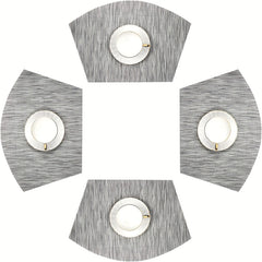 4pcs PVC Striped Placemats Washable Reusable Anti-fouling Heat Insulation Pads