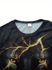 Men's Lion 3D Print T Shirt Exaggerated Casual Tee