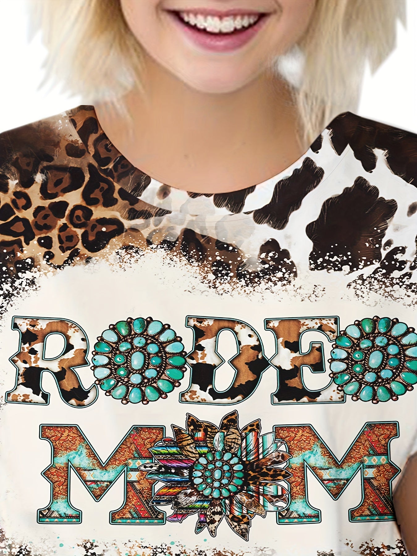 Leopard Print Letter Graphic Short Sleeve T-shirt for Boys Girls