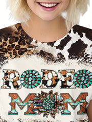 Leopard Print Letter Graphic Short Sleeve T-shirt for Boys Girls