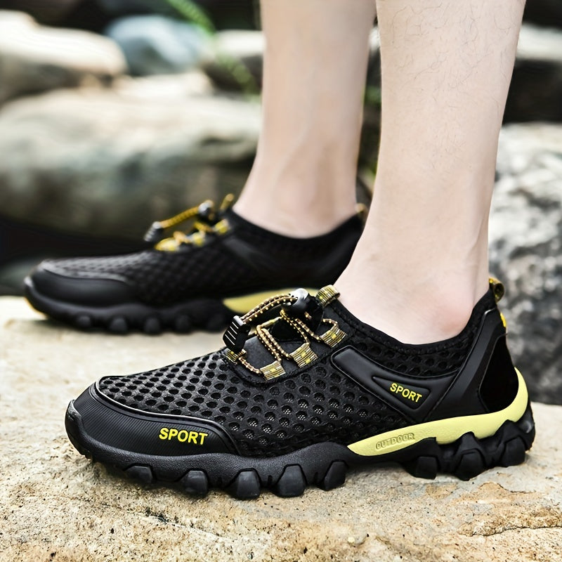 Men's Mesh Sneakers No Tie Lace Breathable Casual Outdoor Walking Shoes