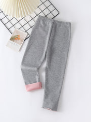 Girls Fleece Thermal Crown Leggings for Autumn and Winter