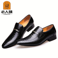 LAORENTOU Men's Crocodile Embossed Leather Dress Shoes