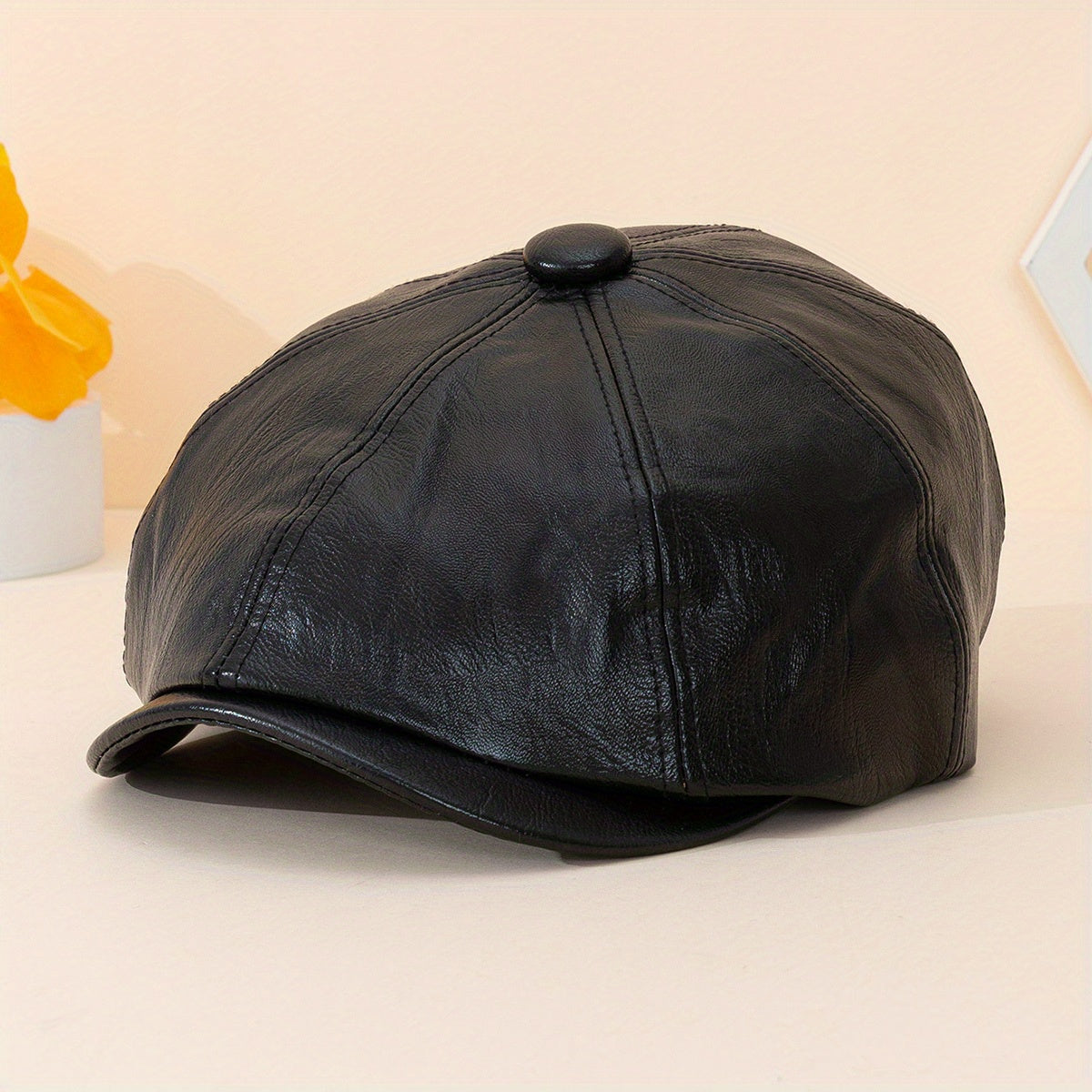 Adjustable Unisex Leather Peaked Cap for Outdoor Sport
