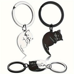 Cat Couple Keychain Pendant Decoration for Car Keys Backpacks Wallets
