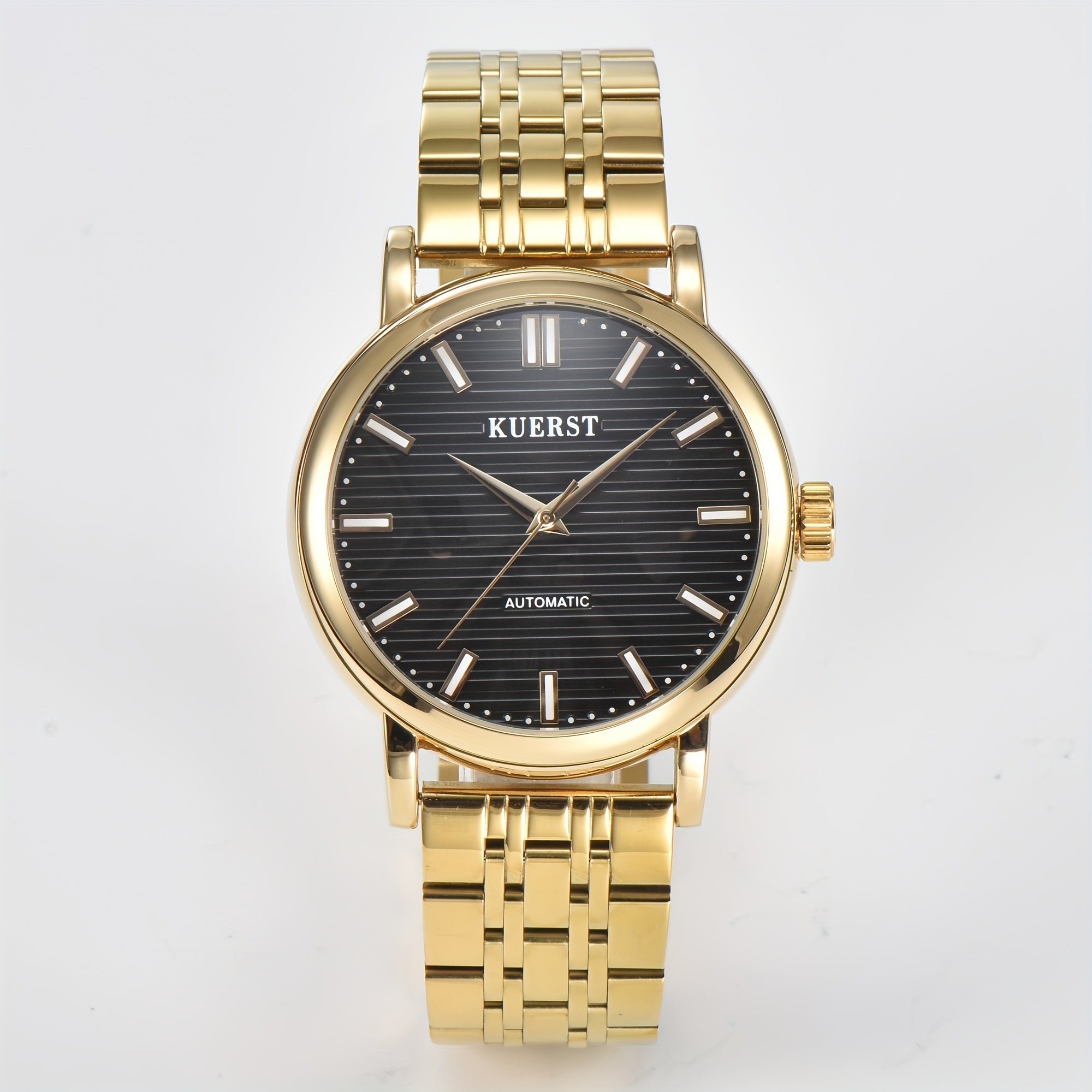 KUERST Men's Steel Belt Automatic Mechanical Watch Night Light Classic Watches