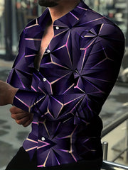 Geometric Print Men's Casual Button Up Shirt