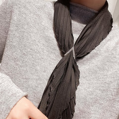 V-Shaped Rhinestone Bow Tie Scarf & Button Accessory for Women and Men