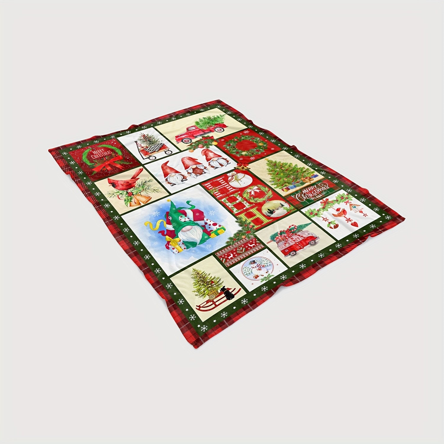 Christmas Holiday Santa Snowman Bird Flannel Blanket Soft Comfortable