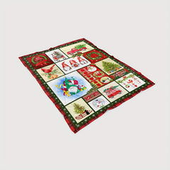 Christmas Holiday Santa Snowman Bird Flannel Blanket Soft Comfortable